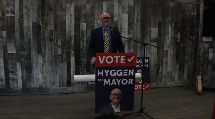 Mayoral Candidate Baine Hyggen announces his bid for re-election in the fall (Photo by mylethbridgenow.com staff)